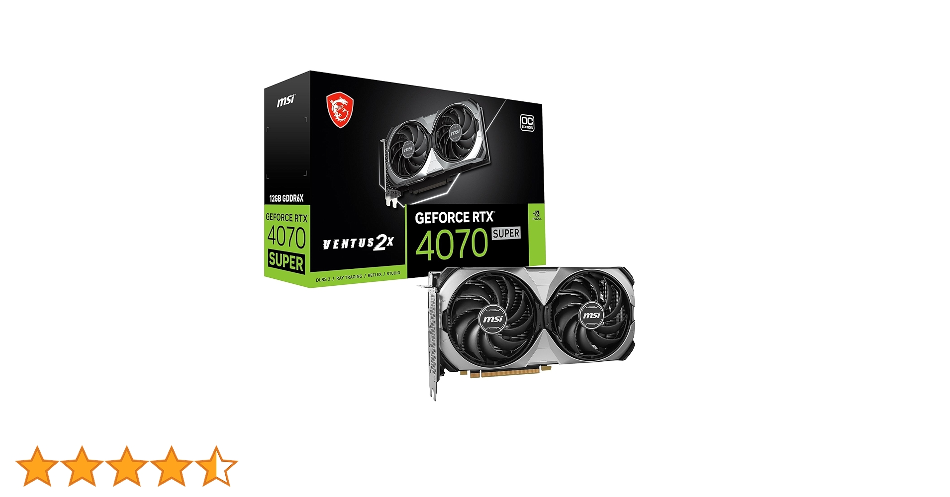 Amazon | MSI GeForce RTX 4070 SUPER 12G VENTUS 2X OC/A PCIe4.0 2